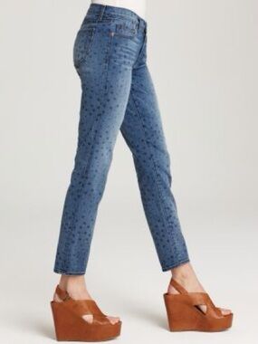J Brand Blue Star-Pattern Cropped Jeans